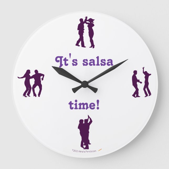 Salsa Time Dance Pose Silhouettes Horloge murale (Recto)