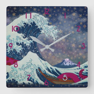 Salsee Tsunami Quadratische Wanduhr