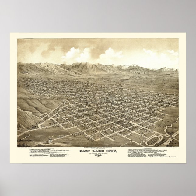 Salt Lake City, ABER Panoramakarte - 1875 Poster (Vorne)