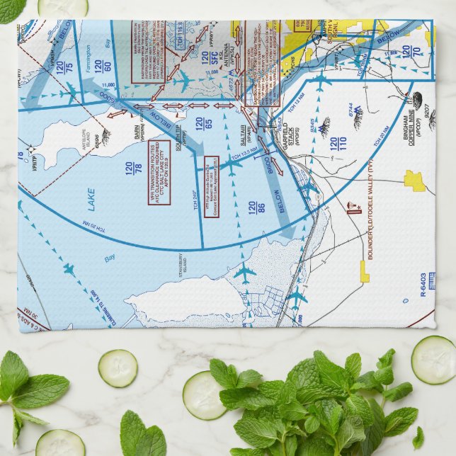 Salt Lake City Flyway Chart Geschirrtuch (Gefaltet)