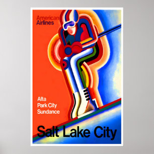 Salt Lake City Kunst Ski Poster Utah Reise Druck