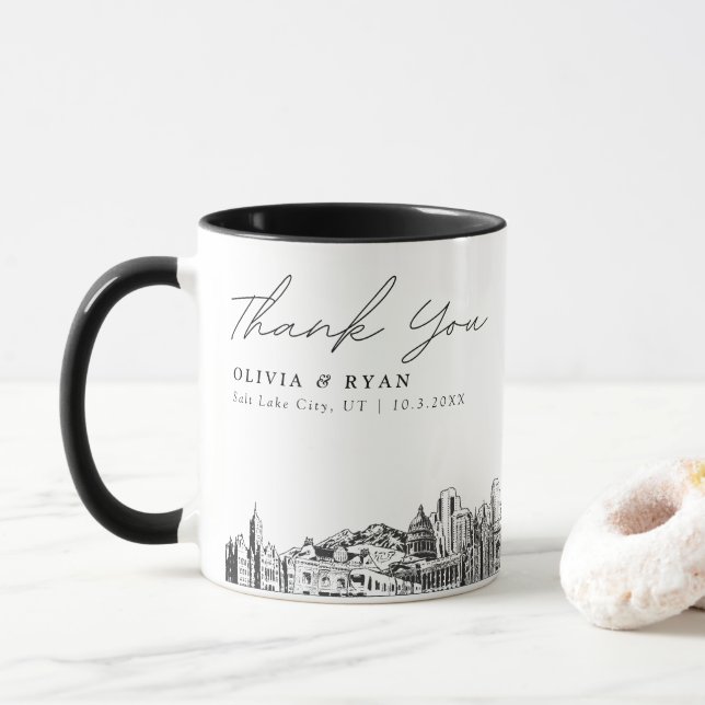 Salt Lake City Mariage Simple Custom Coffee Mug (Avec donut)
