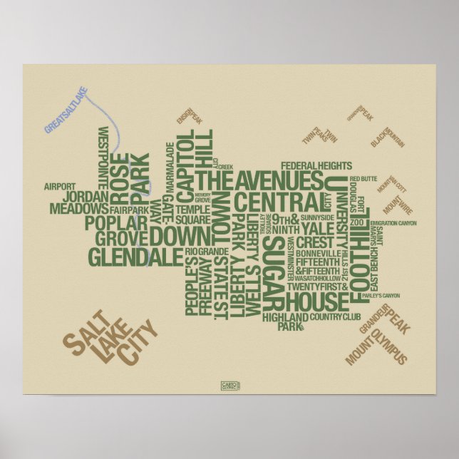 Salt Lake City Nachbarschaften: Wasatch Green Poster (Vorne)