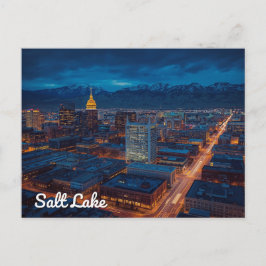Salt Lake City Skyline Mountain View Postkarte