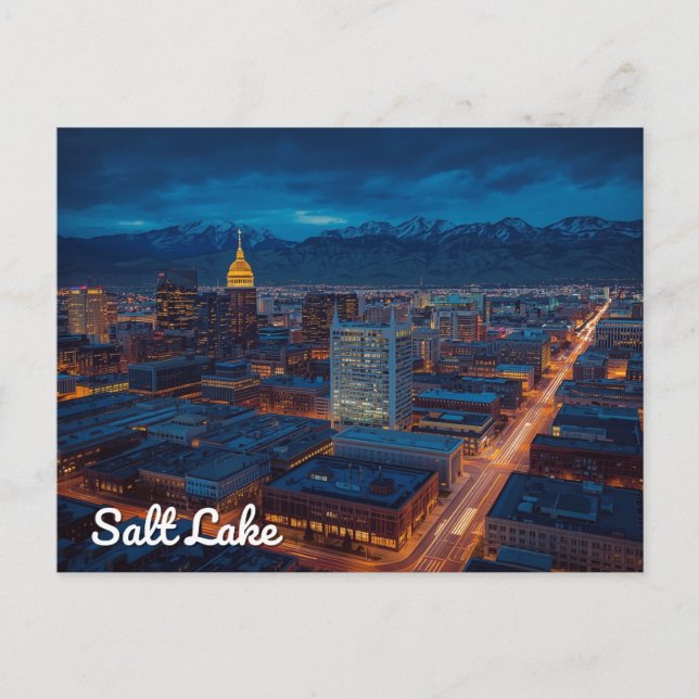 Salt Lake City Skyline Mountain View Postkarte (Vorderseite)