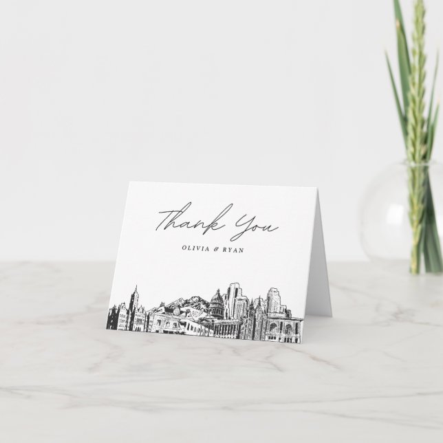 Salt Lake City Skyline Sketch Blank Danke Karte (Vorderseite)