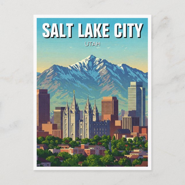 Salt Lake City Skyline Utah Postkarte (Vorderseite)