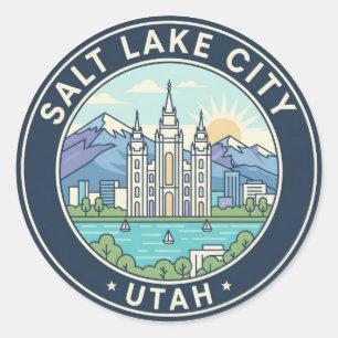 Salt Lake City Skyline Utah Runder Aufkleber