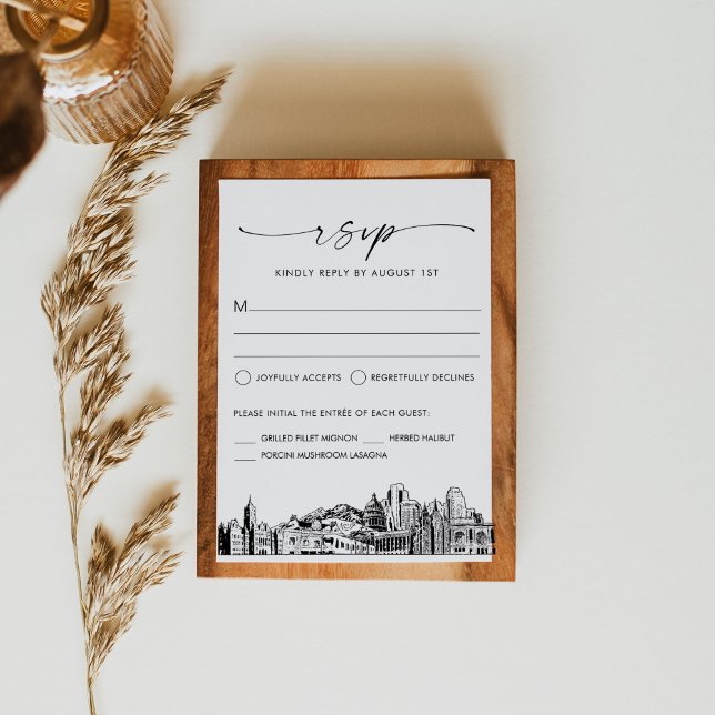 Salt Lake City Skyline Wedding RSVP Response Card (Von Creator hochgeladen)