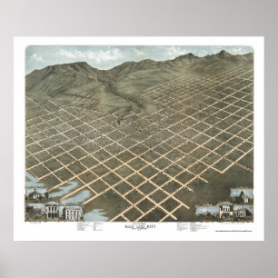 Salt Lake City, UT Panorama-Karte - 1870 Poster