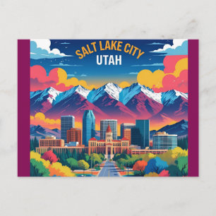 Salt Lake City Utah alte Wasserfarbenmalerei Reise Postkarte