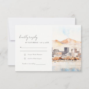 Salt Lake City Utah Aquarell-Landschaft-Hochzeit RSVP Karte
