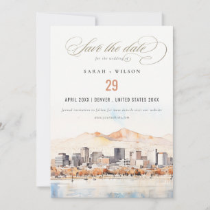 Salt Lake City, Utah Aquarell-Landschaft-Hochzeit Save The Date