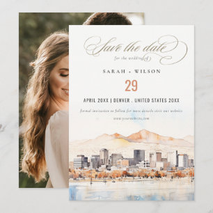Salt Lake City Utah Aquarell-Landschaft Hochzeitsf Save The Date