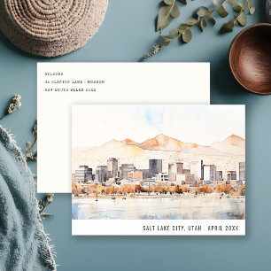 Salt Lake City, Utah Aquarell-Landschaft Reise Postkarte