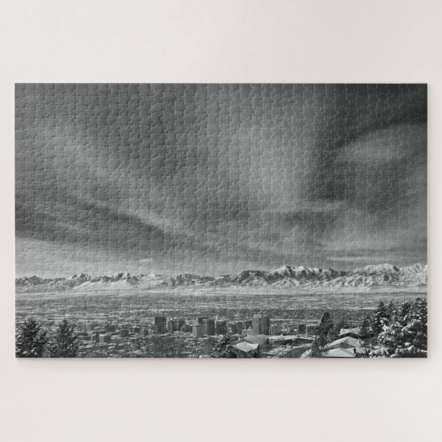 Salt Lake City, Utah Black and White - 20x30 inch (Horizontal)