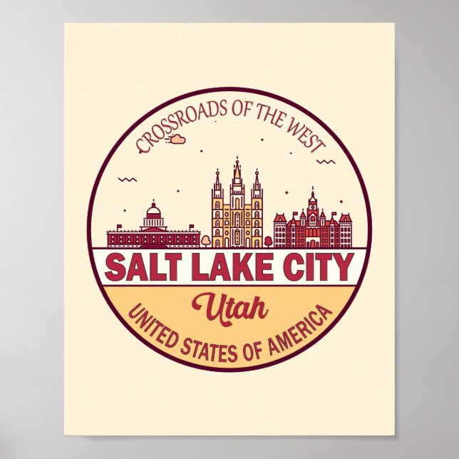 Salt Lake City Utah City Skyline Emblem Poster (Vorne)