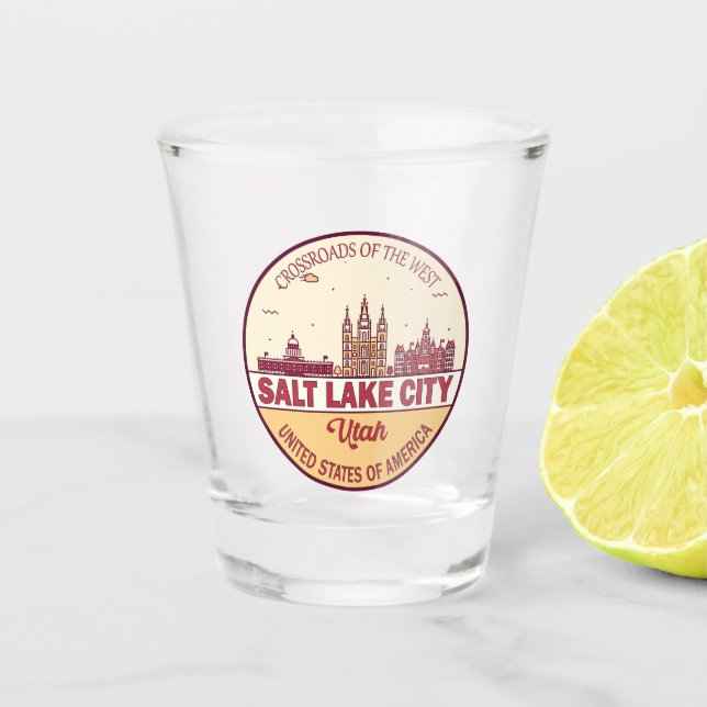 Salt Lake City Utah City Skyline Emblem Schnapsglas (Vorderseite)