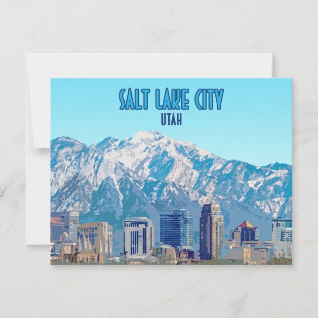 Salt Lake City Utah Downtown Vintag Flat Card (Vorderseite)