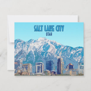 Salt Lake City Utah Downtown Vintag Flat Card
