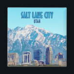 Salt Lake City Utah Downtown Vintag Magnet<br><div class="desc">Zeigen Sie die Gebäude der Innenstadt und der Berge in Salt Lake City,  Utah,  USA auf einem Magneten in Ihrer Zuhause als Memento eines der beststen Standorte Amerikas!</div>