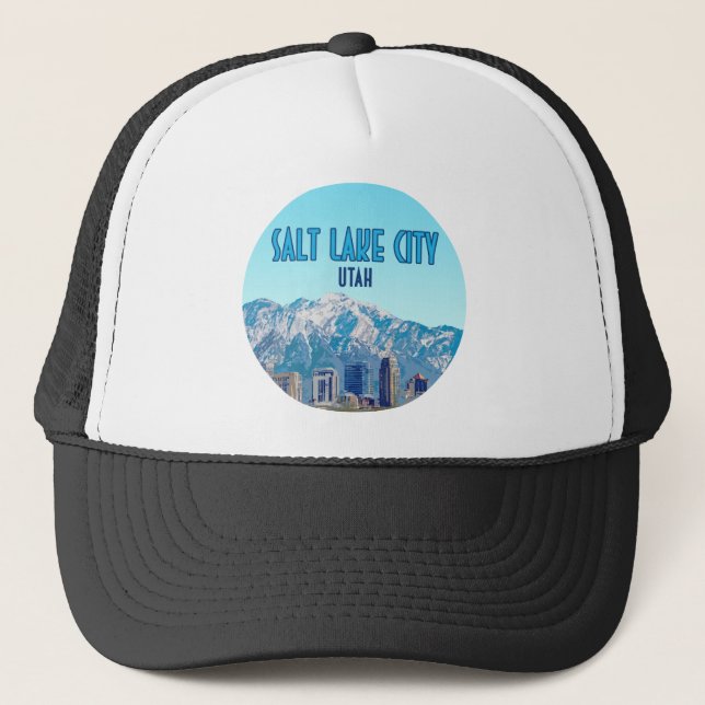 Salt Lake City Utah Downtown Vintag Truckerkappe (Vorderseite)