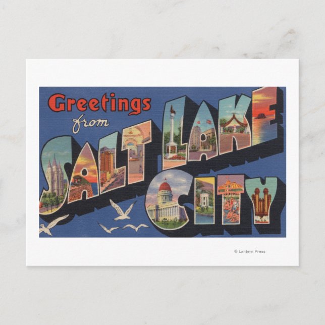 Salt Lake City, Utah - Große Briefmarkenszenen 2 Postkarte (Vorderseite)