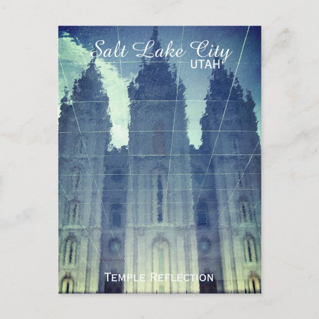 Salt Lake City, Utah Mormon Tempel Reflektion Postkarte (Vorderseite)