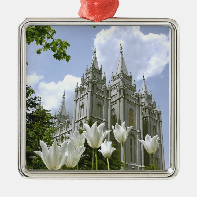 Salt Lake City, Utah, mormonischer Tempel Silbernes Ornament (Vorne)