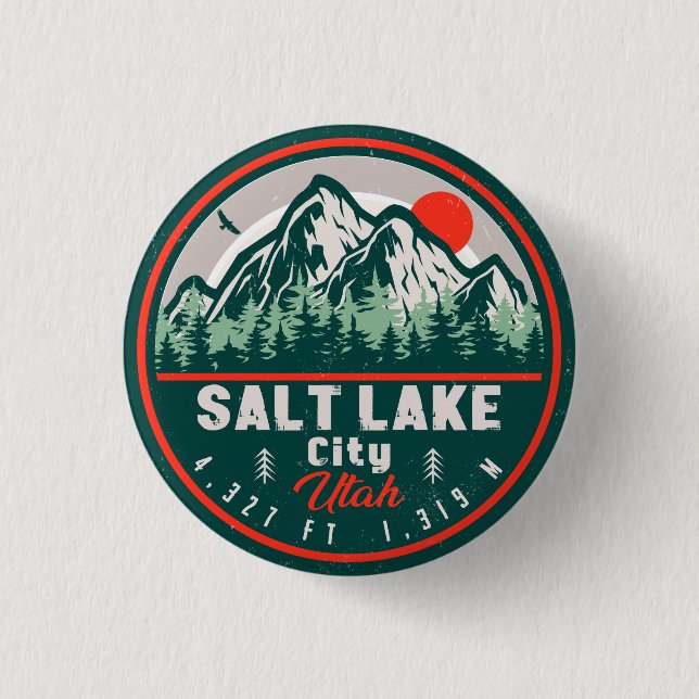 Salt Lake City Utah Retro Sunset Souvenirs 60er Button (Vorderseite)