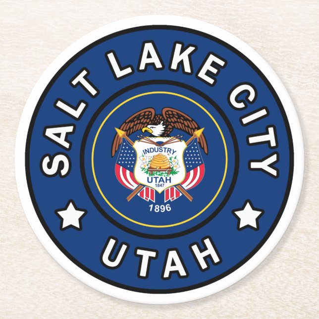 Salt Lake City Utah Runder Pappuntersetzer (Vorderseite)