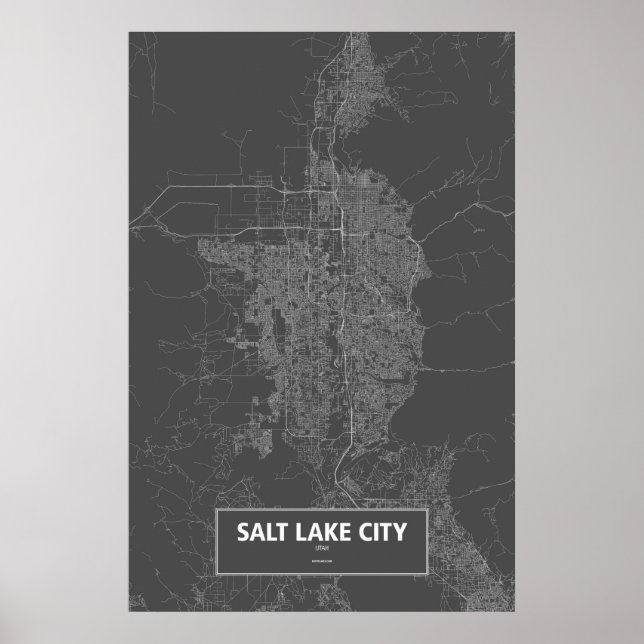 Salt Lake City, Utah (weiß auf schwarz) Poster (Vorne)