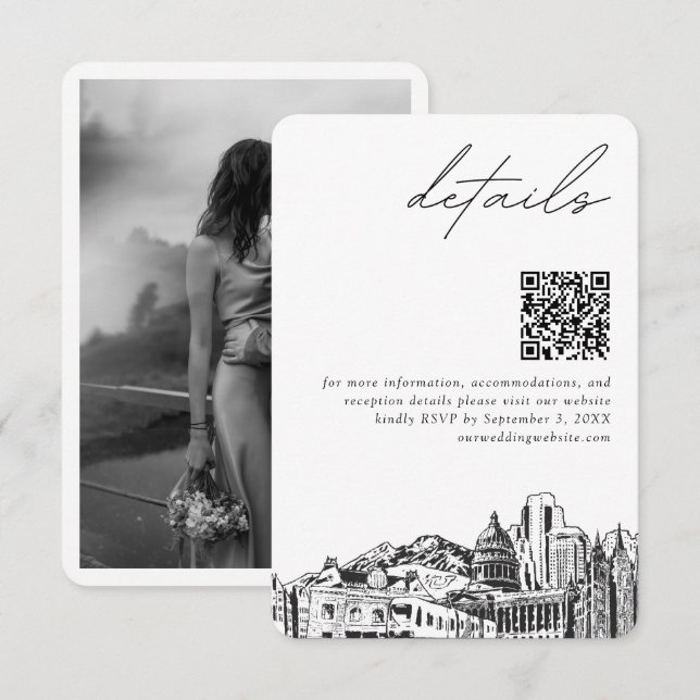 Salt Lake City Wedding Details QR Code Kleiner Begleitkarte (Vorne/Hinten)
