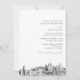 Salt Lake City Wedding Elegante Skyline Einladung