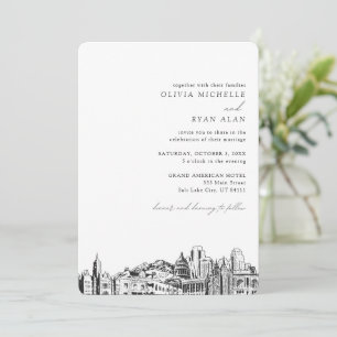 Salt Lake City Wedding Elegante Skyline Einladung
