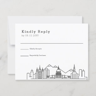 Salt Lake City Wedding   Stilisierte Skyline-UAWG RSVP Karte