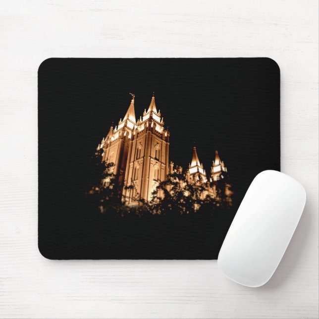Salt Lake Tempel bei Nacht Mousepad (Mit Mouse)