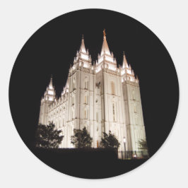 Salt Lake-Tempel-Lit oben nachts Runder Aufkleber