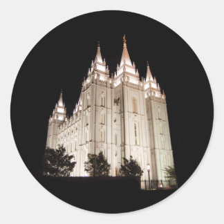 Salt Lake-Tempel-Lit oben nachts Runder Aufkleber