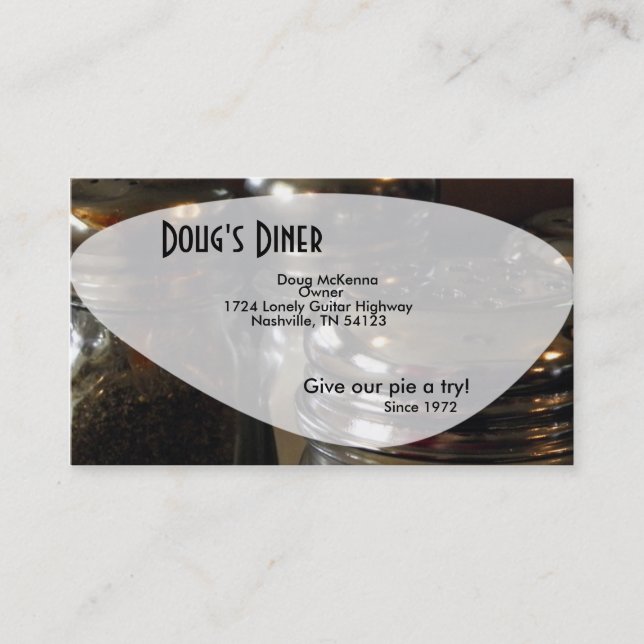 Salt Shaker Fun Diner Restaurant Business Card Visitenkarte (Vorderseite)