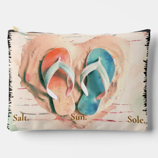 Salt Sun Sole Flip Flop Beach Zipper Pouch Zubehörtasche