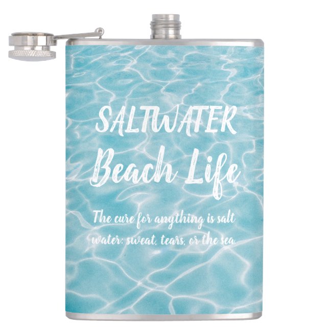Saltwater Beach Life Aquatic Pool Reflektionen Flachmann (Geöffnet)