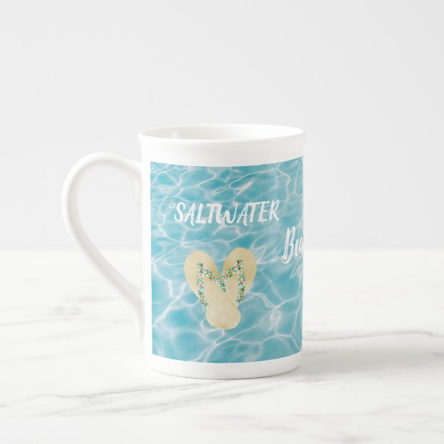 Saltwater Beach Life Aquatic Pool Reflektionen Prozellantasse (Links)