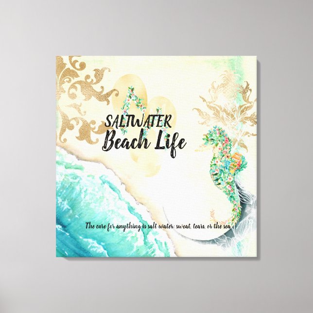 Saltwater Beach Life Seepferd Imitate Canvas Print Leinwanddruck (Vorderseite)