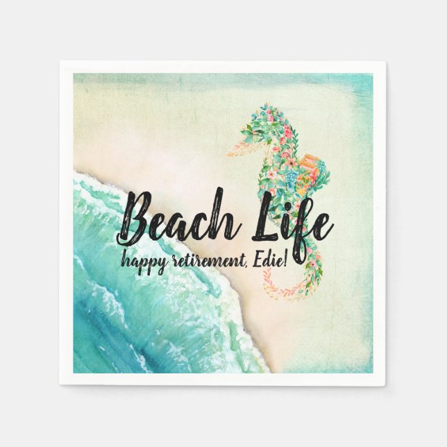 Saltwater Beach Life Seepferd Serviette (Vorderseite)