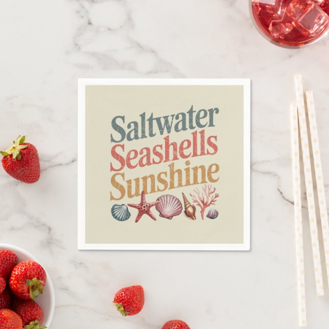 Saltwater Seashells Sunshine Summer Beach Urlaub Serviette (Beispiel)