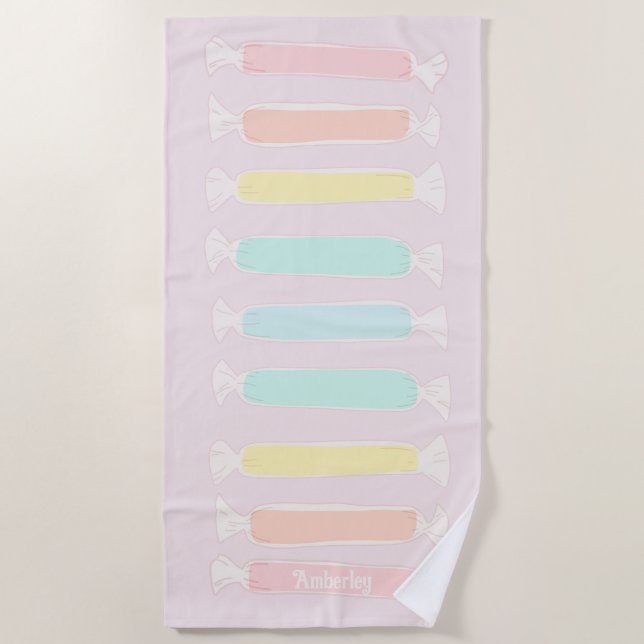 Saltwater Taffy Candy Pastel Colors Personalisiert Strandtuch (Vorderseite)
