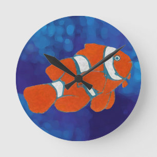 saltwater tropical clown fish runde wanduhr