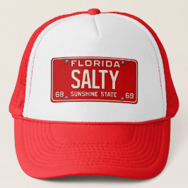 Salty 1969 | Red Retro Florida License Plate Surf Truckerkappe