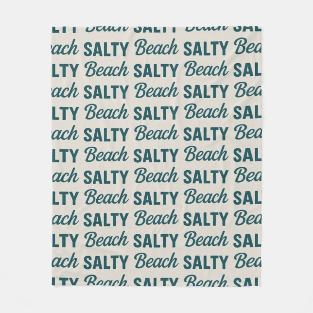 Salty Beach Coastal Teal Graphic Print Ocean Decor Fleecedecke (Vorderseite)